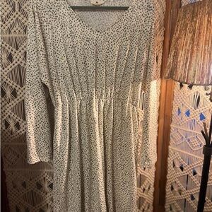 White and Gray Dalmatian Print Sweater Mini Dress